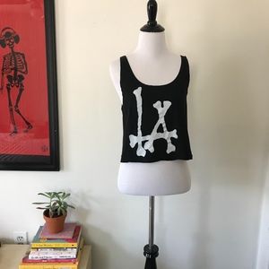 Brandy Melville L.A. Bones Crop Top Black One Size